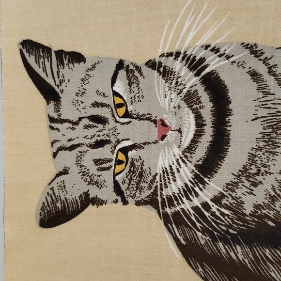 Large Cat Iron On Appliques Cat Lover Cat Owner Caf Crafts Tabby Cat Striped - Picture 2 of 9